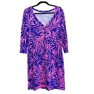 Lilly‎ Pulitzer blue & pink zebra & palm Palmetto dress medium